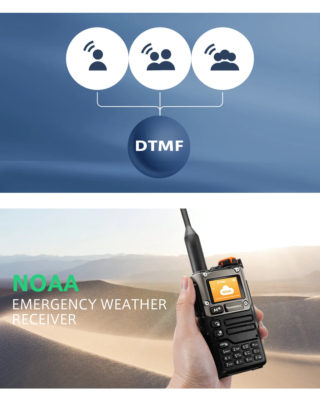 5W Dual-Band Two-Way Radio Walkie Talkie with USB-C Charging and NOAA Weather