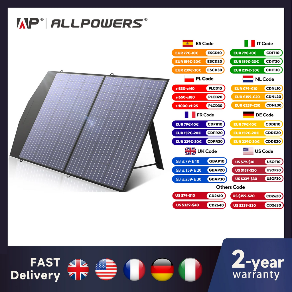 Foldable Waterproof Solar Panel (60W-400W) for RV, Camping & Home