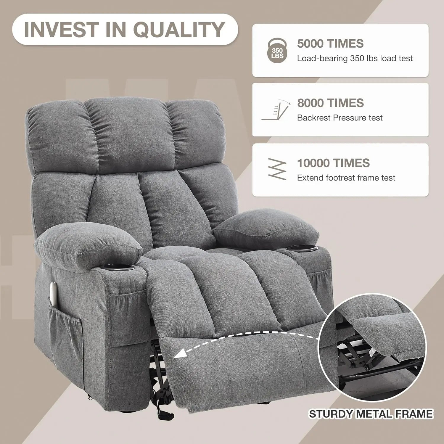 Comfy Rocker Recliner with Vibration Massage & Heat for Full Body Relaxation