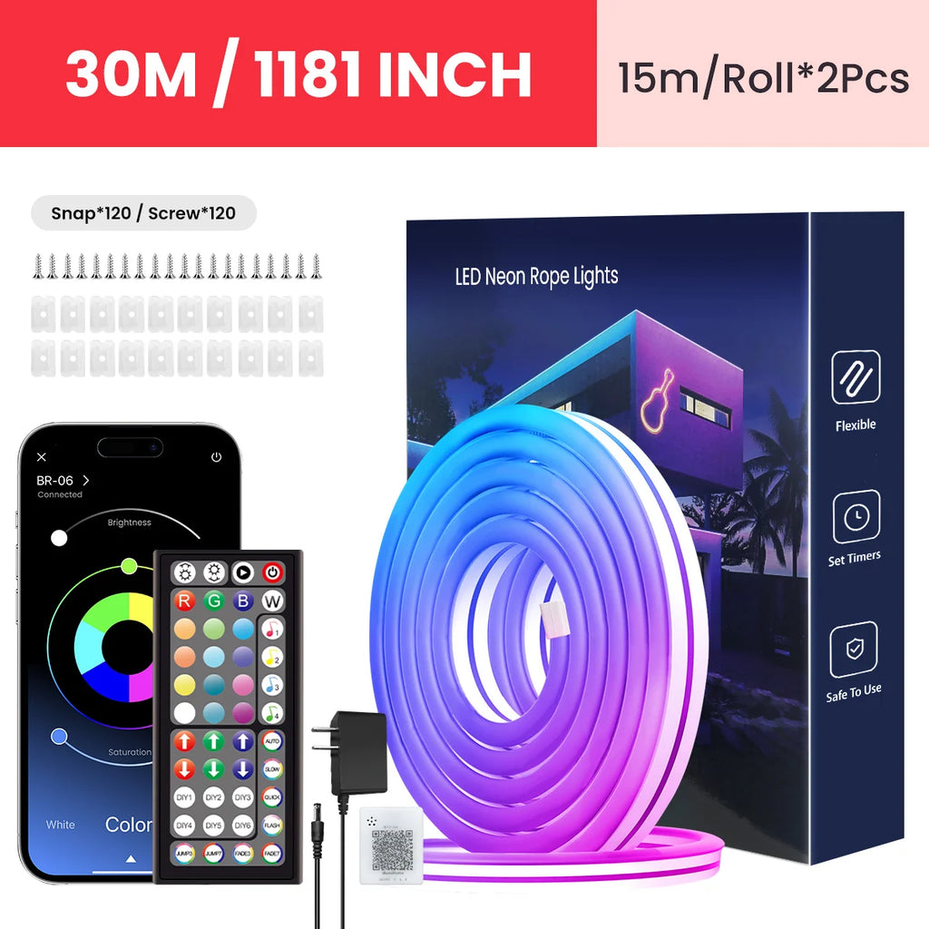 Smart Neon LED Strip Lights: Remote & App Controlled RGB
