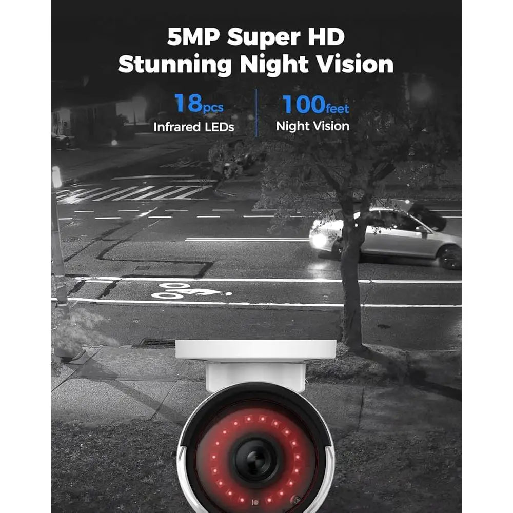 Wired 5MP PoE Security System: Person, Pet & Vehicle Detection