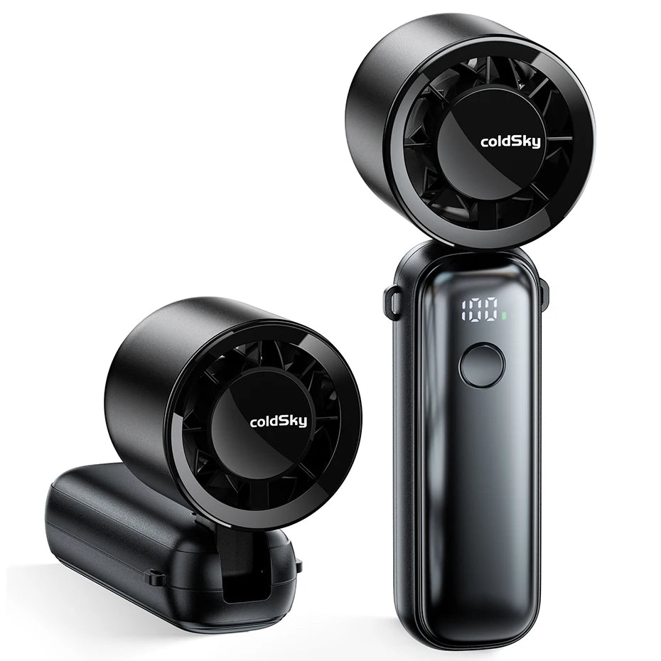 Handheld Turbo Fan with 6 Speeds and Foldable Neck/Desk Design