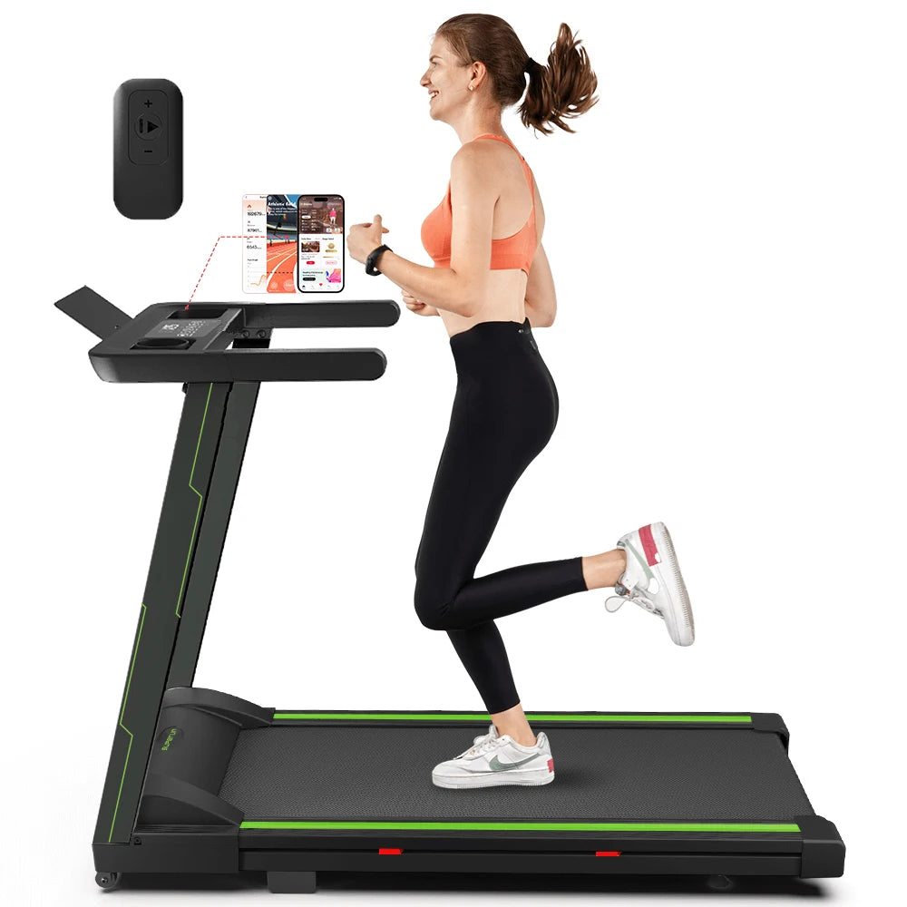 Quiet Portable 3.0 HP Folding Treadmill for Home with App Control, 7.5 MPH, 300 lbs Max