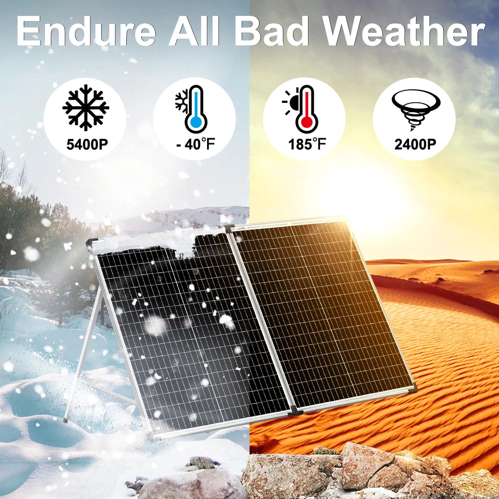 Waterproof Folding Solar Panel with Controller - 100W, 160W, or 200W (12V Systems)