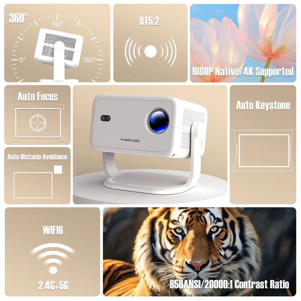 4K Projector Home Cinema Auto Focus and Portable for the Outdoors