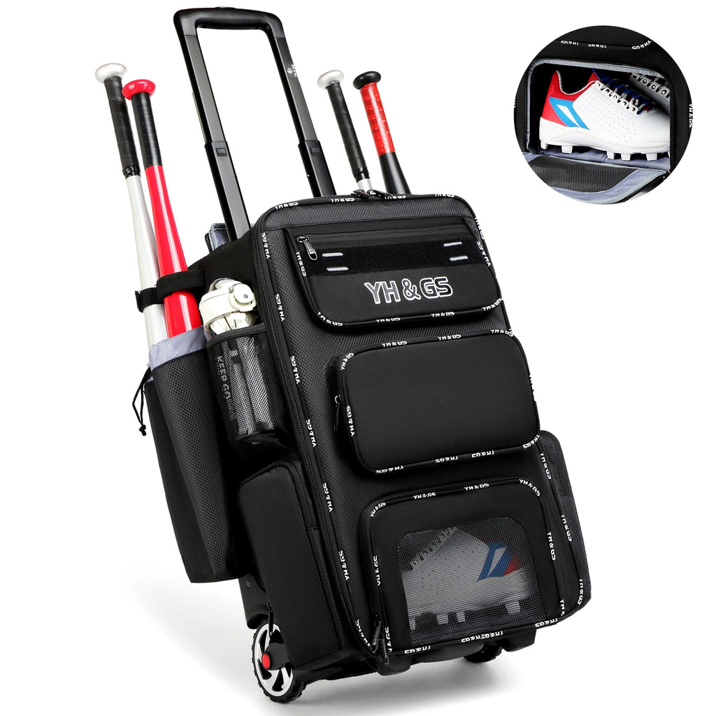 Large Capacity Multifunctional Baseball & Softball Bag with Wheels