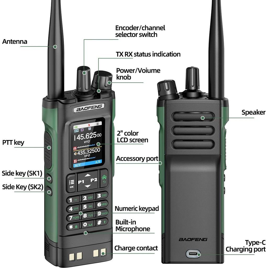 Powerful 10W Ham Radio with GPS, Bluetooth & 2.0" Screen