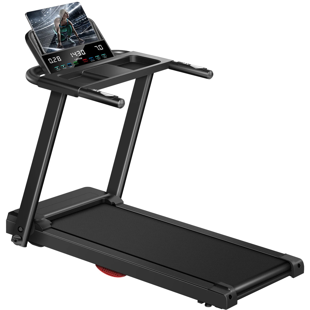 Foldable 3.0HP Home Treadmill: Quiet, 300lb Capacity, HR Monitor & Shock Absorption