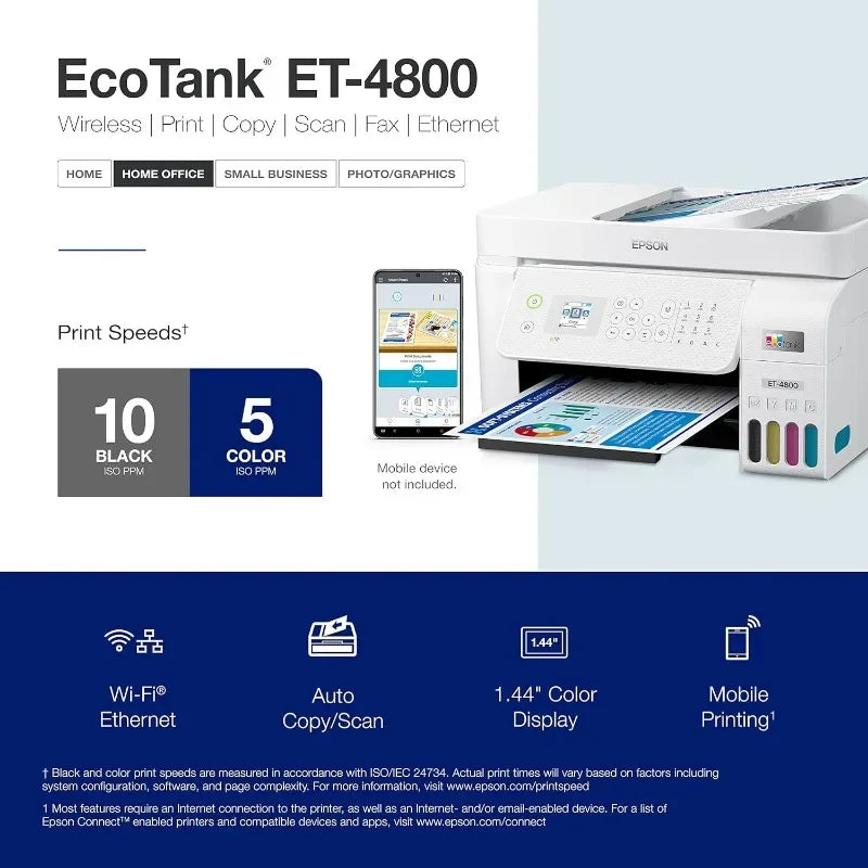Wireless All-in-One Supertank Printer: Cartridge-Free with ADF, Scanner, Copier & Fax