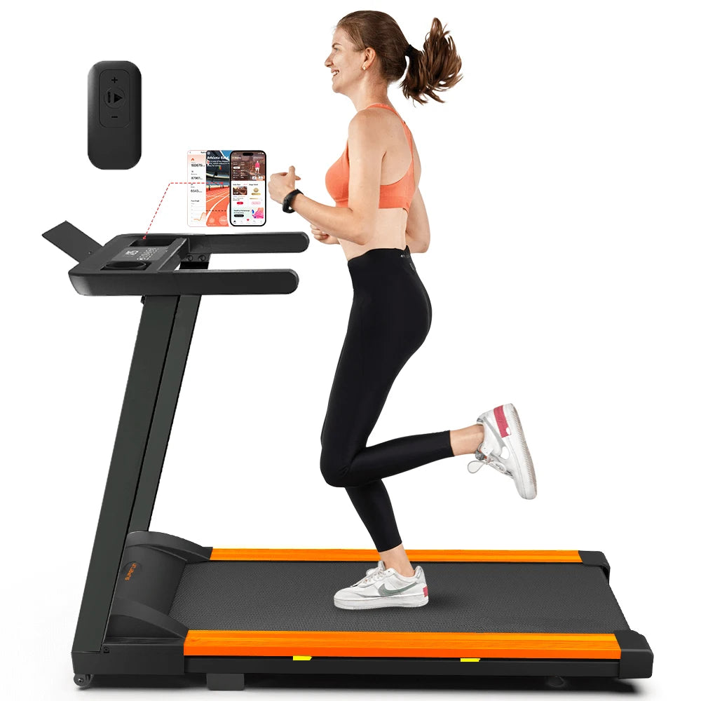 Quiet Portable 3.0 HP Folding Treadmill for Home with App Control, 7.5 MPH, 300 lbs Max