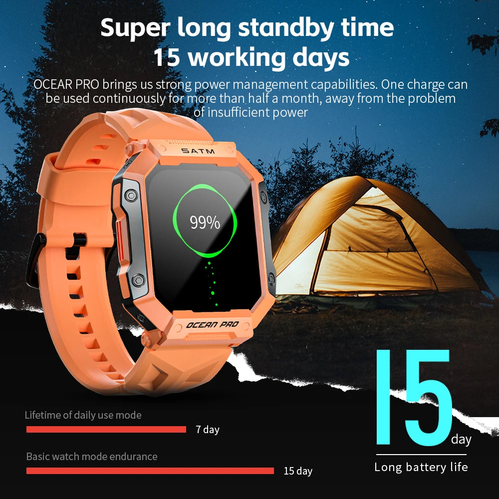 Pro Sport Smartwatch: Waterproof, Rugged, Fitness & Heart Rate Tracker