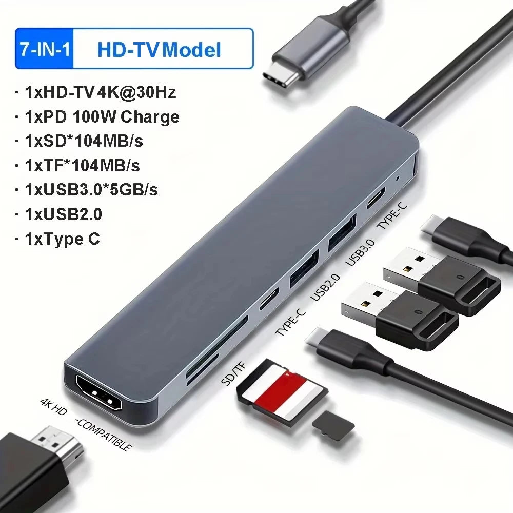4K USB-C Multiport Adapter for Laptops: 100W PD & USB 3.0 Hub for MacBook Pro, Air & Samsung