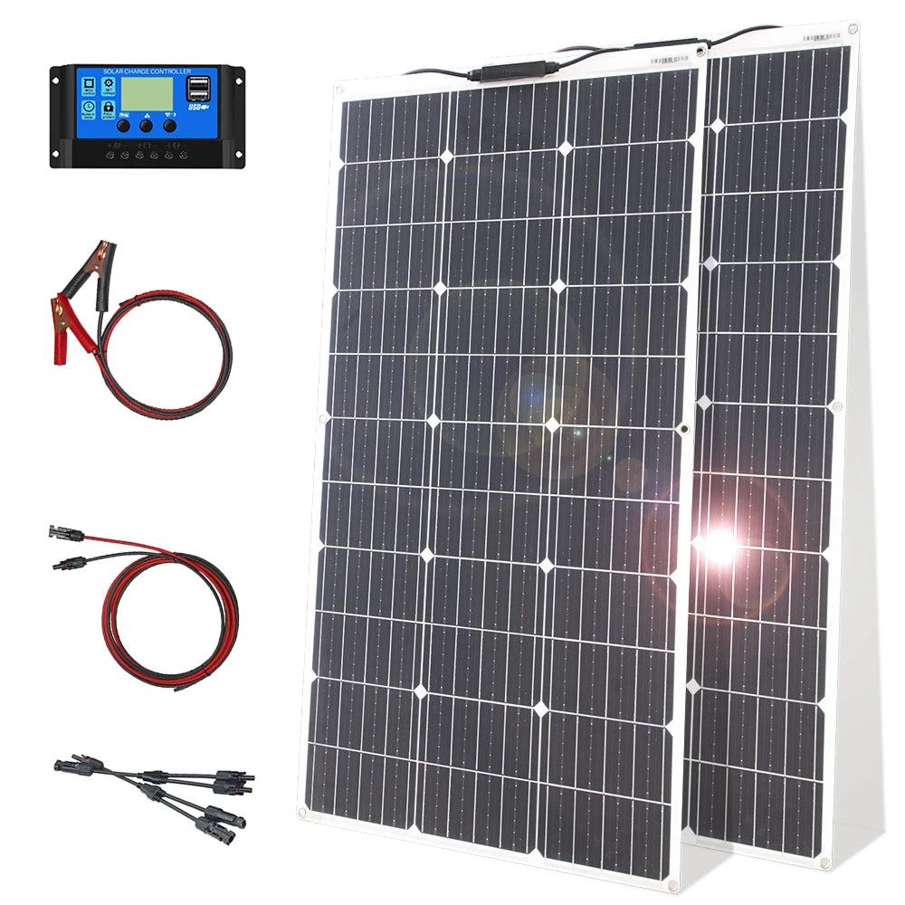 Flexible 12V Solar Panel Kit for RV & Camping (100W/200W)