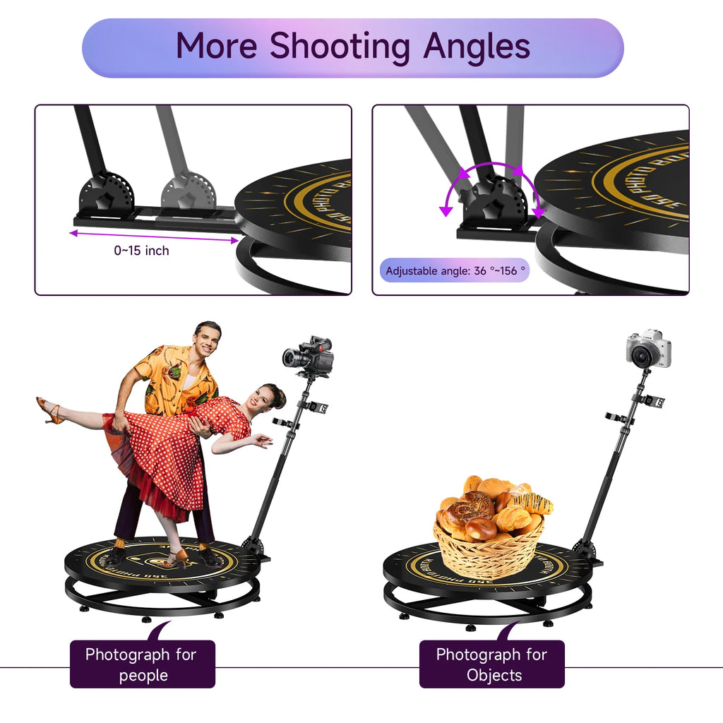 Automatic 360 Photo Booth with Custom Logo App: Perfect for Parties & Events