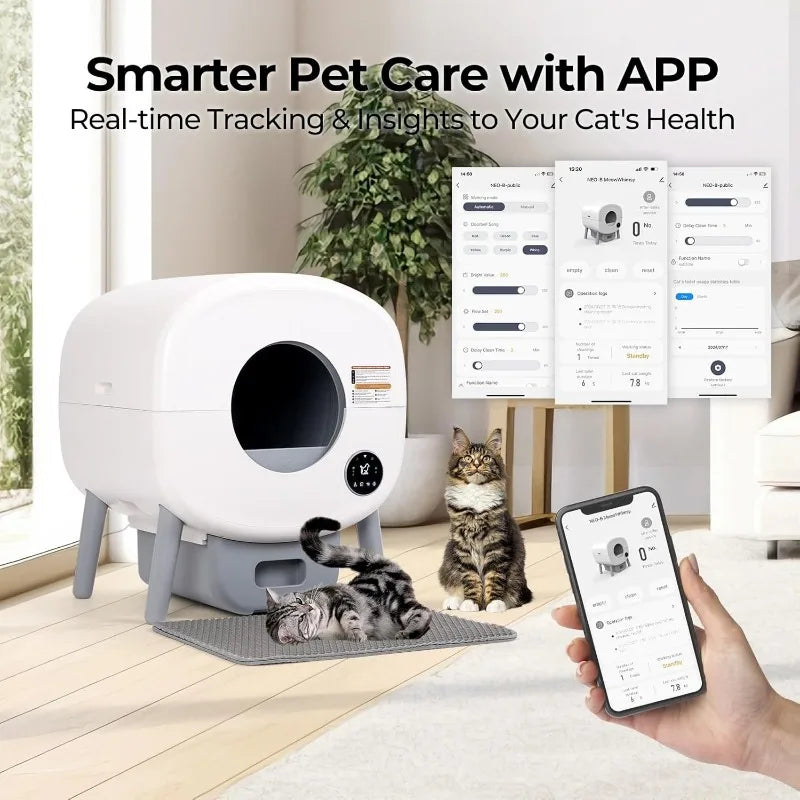 Self-Cleaning Litter Box for Multiple Cats: App-Controlled & Odor-Free