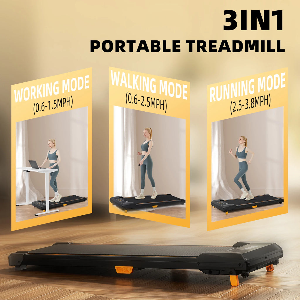Under Desk Treadmill - 330lb Capacity, 2.5HP Portable Walking Pad for Home