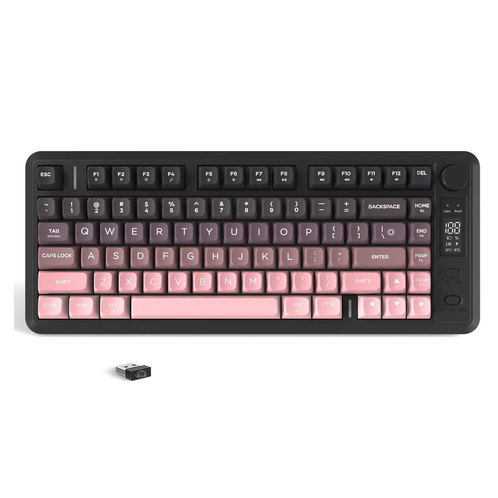 Wireless Membrane Gaming Keyboard with Knob and LED Display