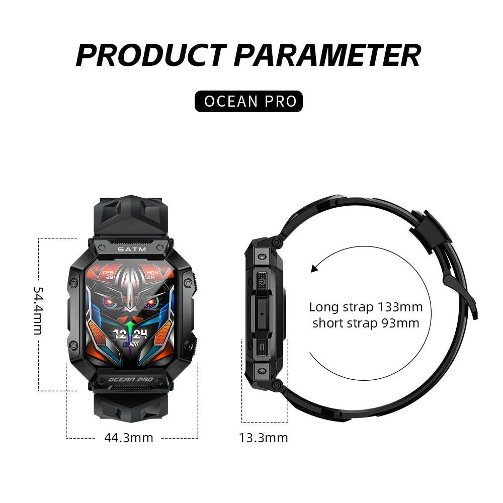 Pro Sport Smartwatch: Waterproof, Rugged, Fitness & Heart Rate Tracker
