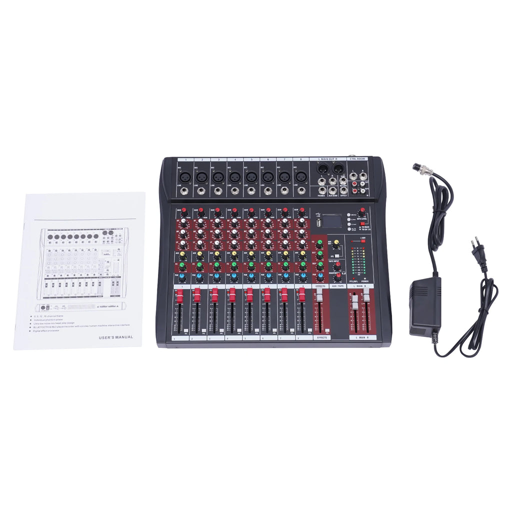 Professional 7/8-Channel Mixer: Bluetooth, USB Recording & XLR Mic Input