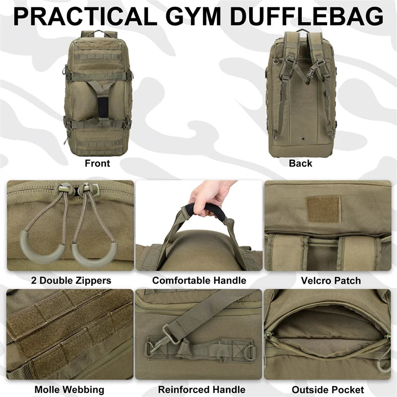 Multi-Size Tactical & Hiking Duffel Backpack (35L-80L)