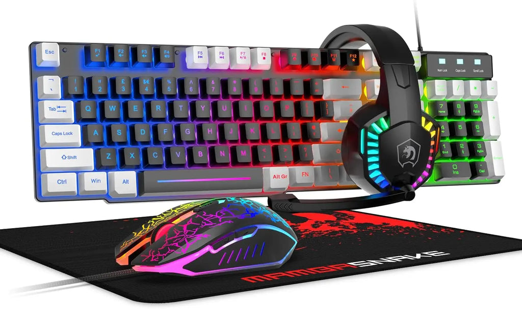 Wired Gaming Keyboard, Mouse & Headset Combo with Rainbow LED