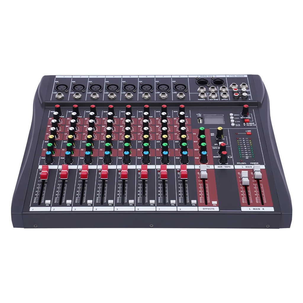 Professional 7/8-Channel Mixer: Bluetooth, USB Recording & XLR Mic Input
