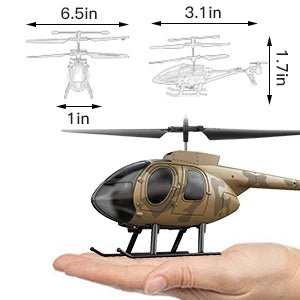Dark Khaki RC Helicopter Toy with One-Click Takeoff (Indoor)