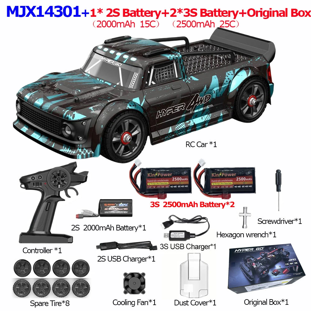 HYPER GO 1/14 RC Car: 55km/h Brushless 4WD Off-Road Truck