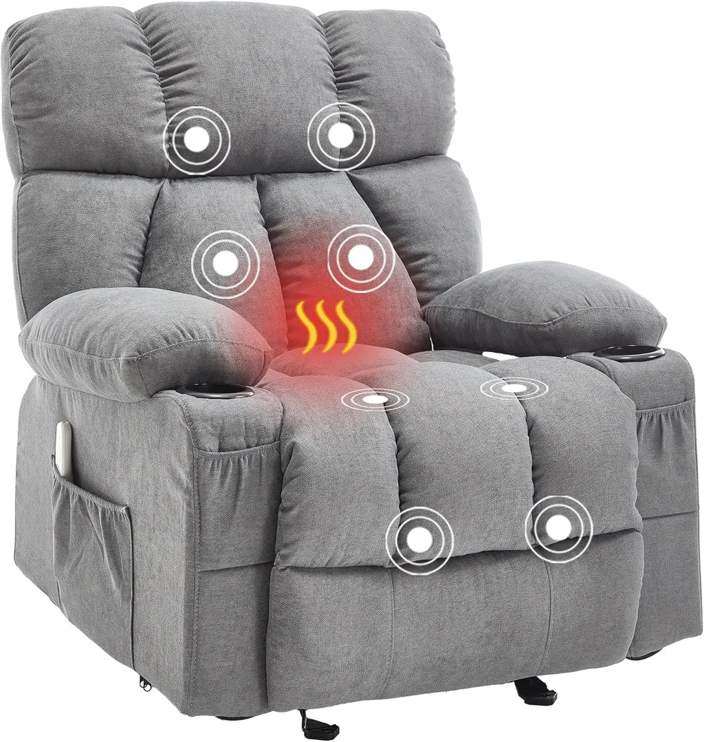 Comfy Rocker Recliner with Vibration Massage & Heat for Full Body Relaxation