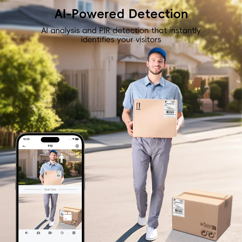 Dual-Lens Video Doorbell: 2-Way Audio, Voice Changer, & Chime