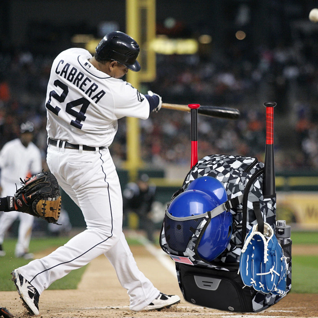 Large Capacity Youth Baseball/Softball Backpack with Bat, Helmet, & Shoe Storage