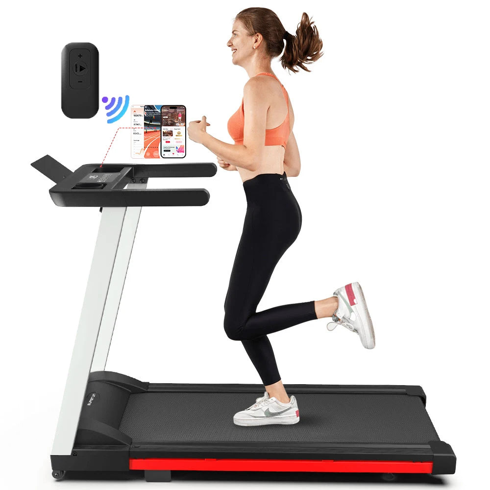 Quiet Portable 3.0 HP Folding Treadmill for Home with App Control, 7.5 MPH, 300 lbs Max