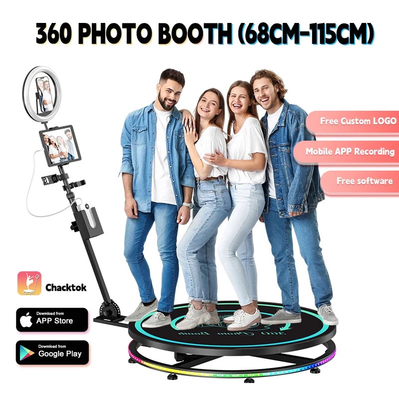 Automatic 360 Photo Booth with Custom Logo App: Perfect for Parties & Events