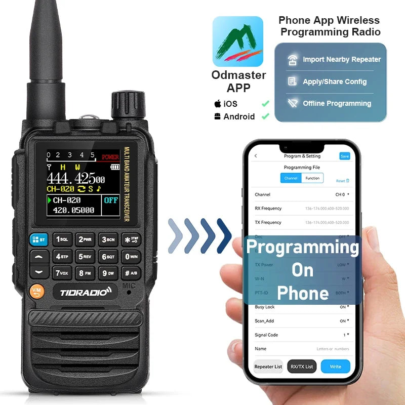 Long-Range Walkie Talkie for HAM & Air Bands with Easy App Programming