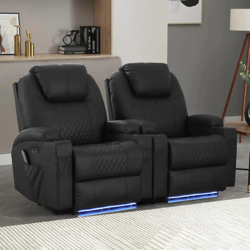 Power Recliner with Heat & Massage: Home Theater Seating with USB, Lights & Cup Holders