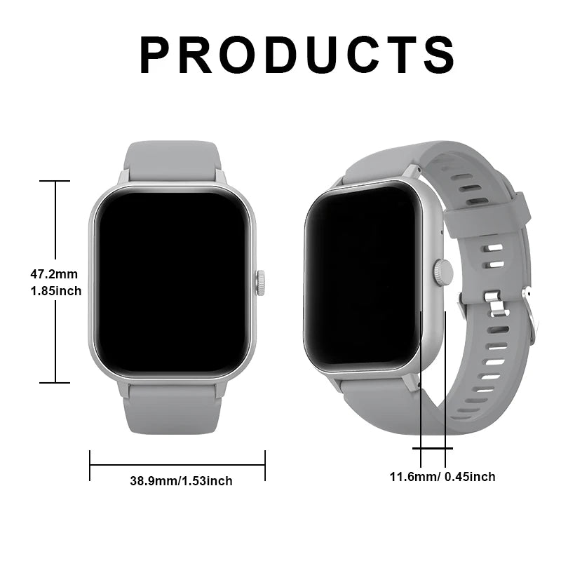 Unisex Smartwatch: Make Calls, Track Sports, and iPhone & Android Compatible