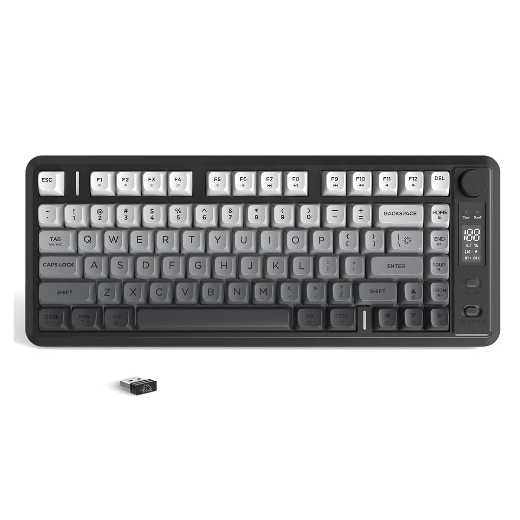 Wireless Membrane Gaming Keyboard with Knob and LED Display