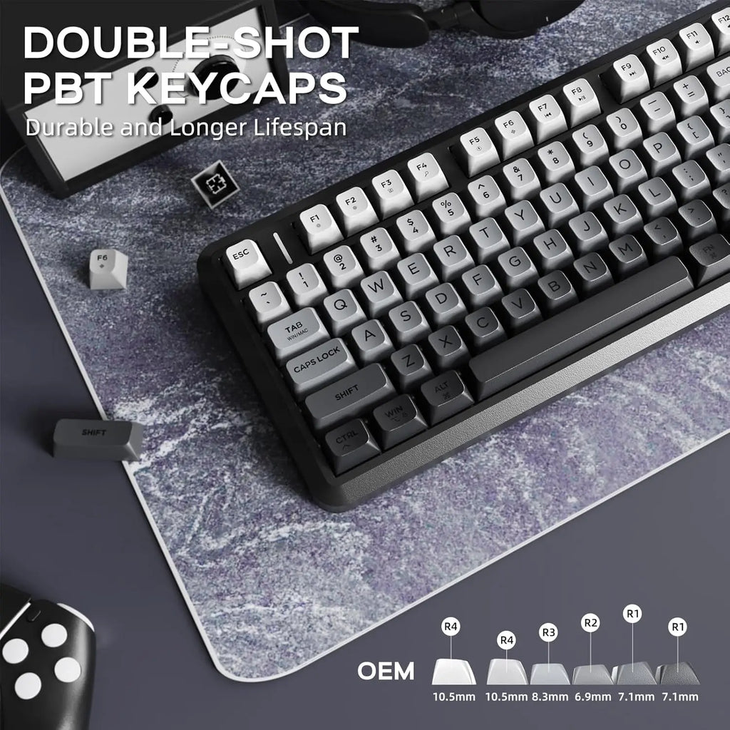 Wireless Membrane Gaming Keyboard with Knob and LED Display