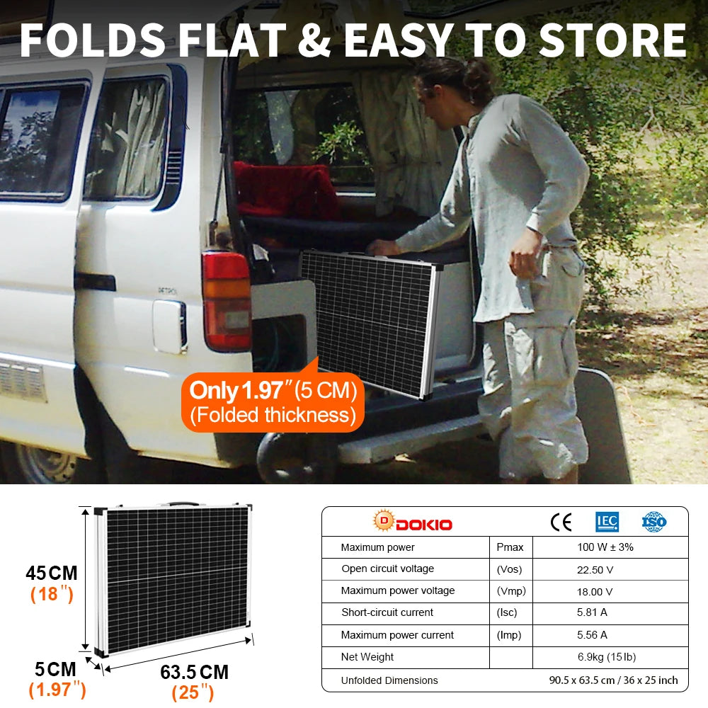 Waterproof Folding Solar Panel with Controller - 100W, 160W, or 200W (12V Systems)
