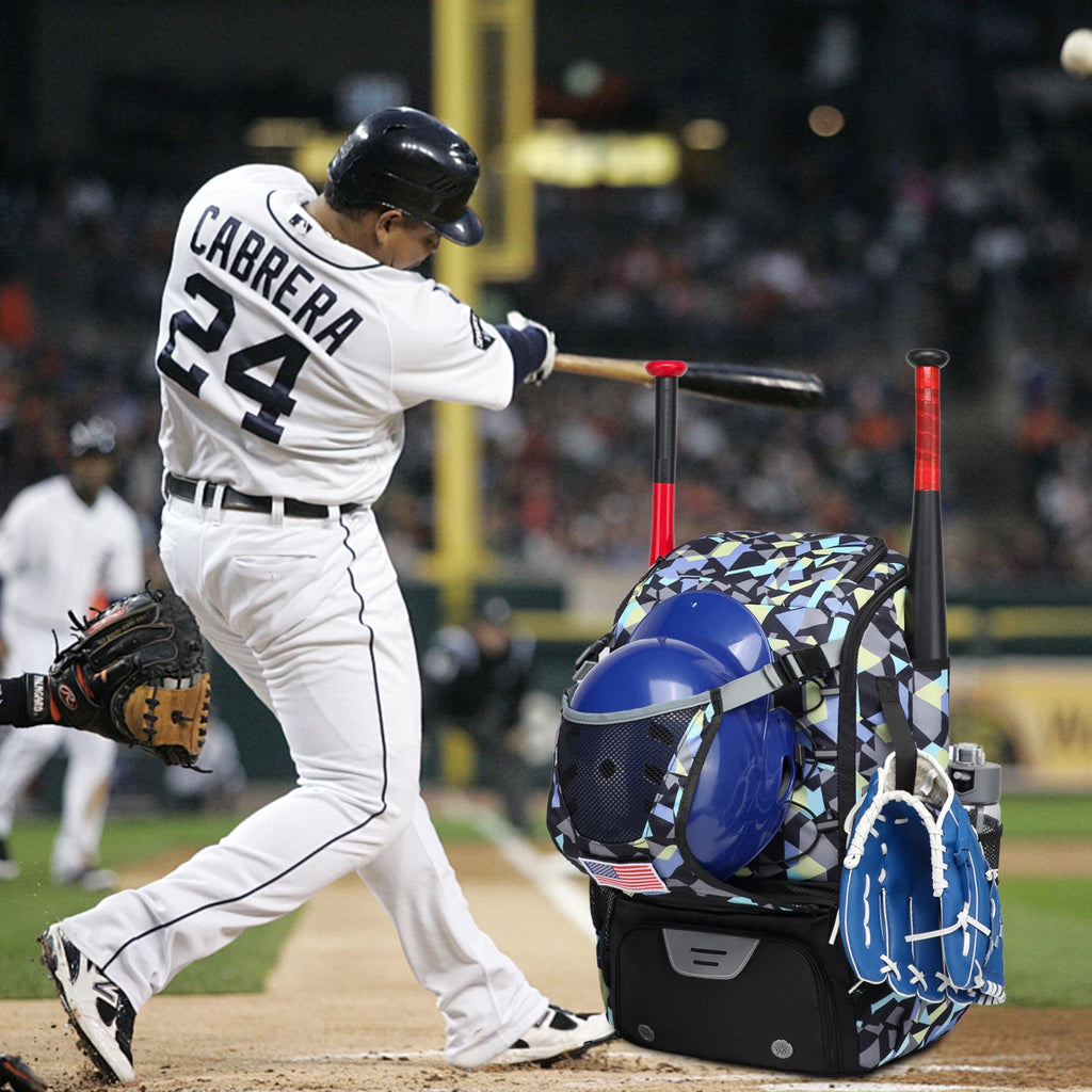 Large Capacity Youth Baseball/Softball Backpack with Bat, Helmet, & Shoe Storage