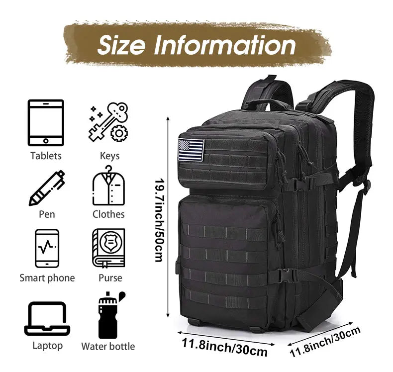 Multi-functional 25L/45L Tactical Backpack: Waterproof & Durable