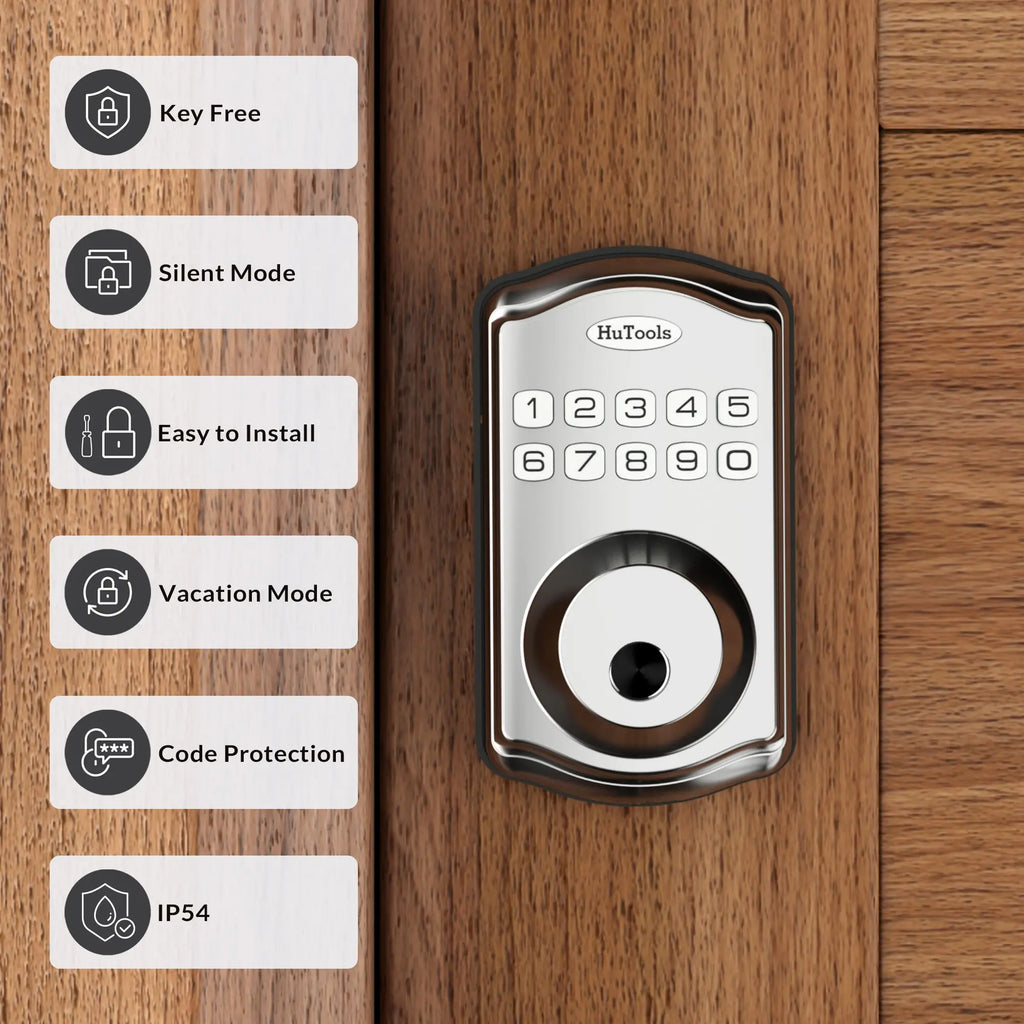 Smart Keypad Door Lock, Fingerprint Entry Deadbolt, 20 User Codes, Easy To Install And Program