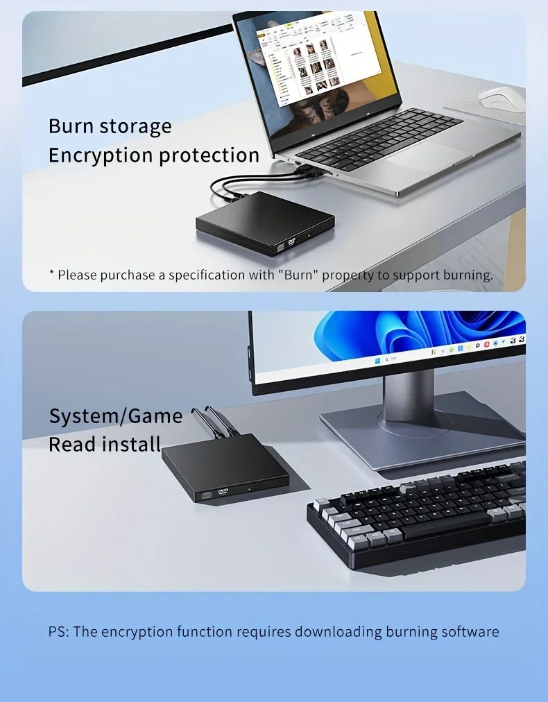 External USB 3.0 CD/DVD Drive for Laptops & Desktops