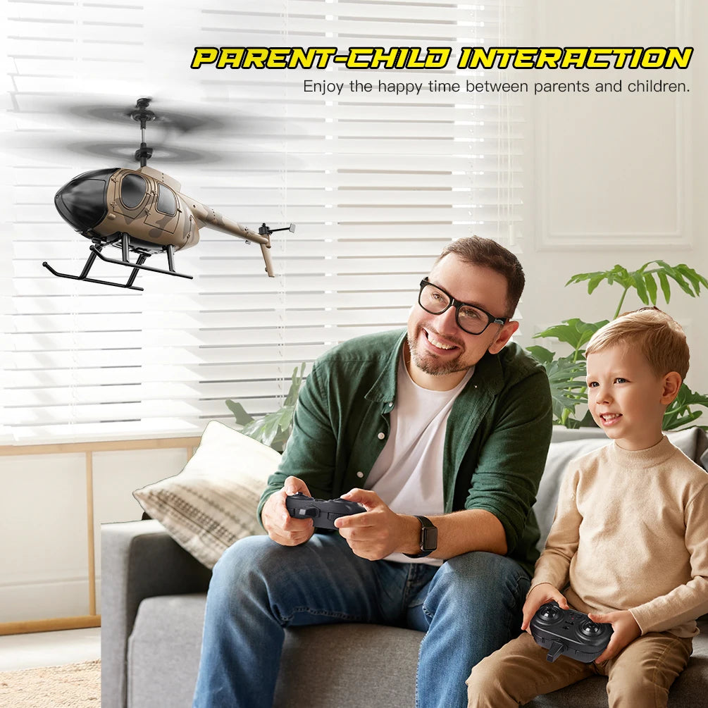 Dark Khaki RC Helicopter Toy with One-Click Takeoff (Indoor)