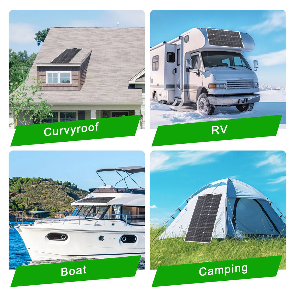 Flexible 12V Solar Panel Kit for RV & Camping (100W/200W)
