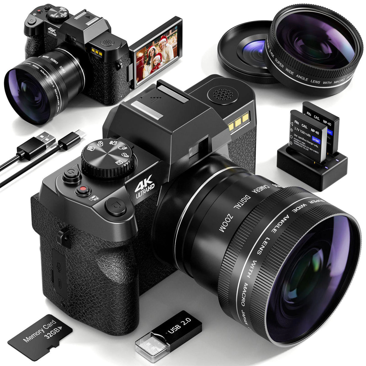 Digital Camera with Anti-Shake for Photography & Vlogging: 48MP, 4K, WiFi