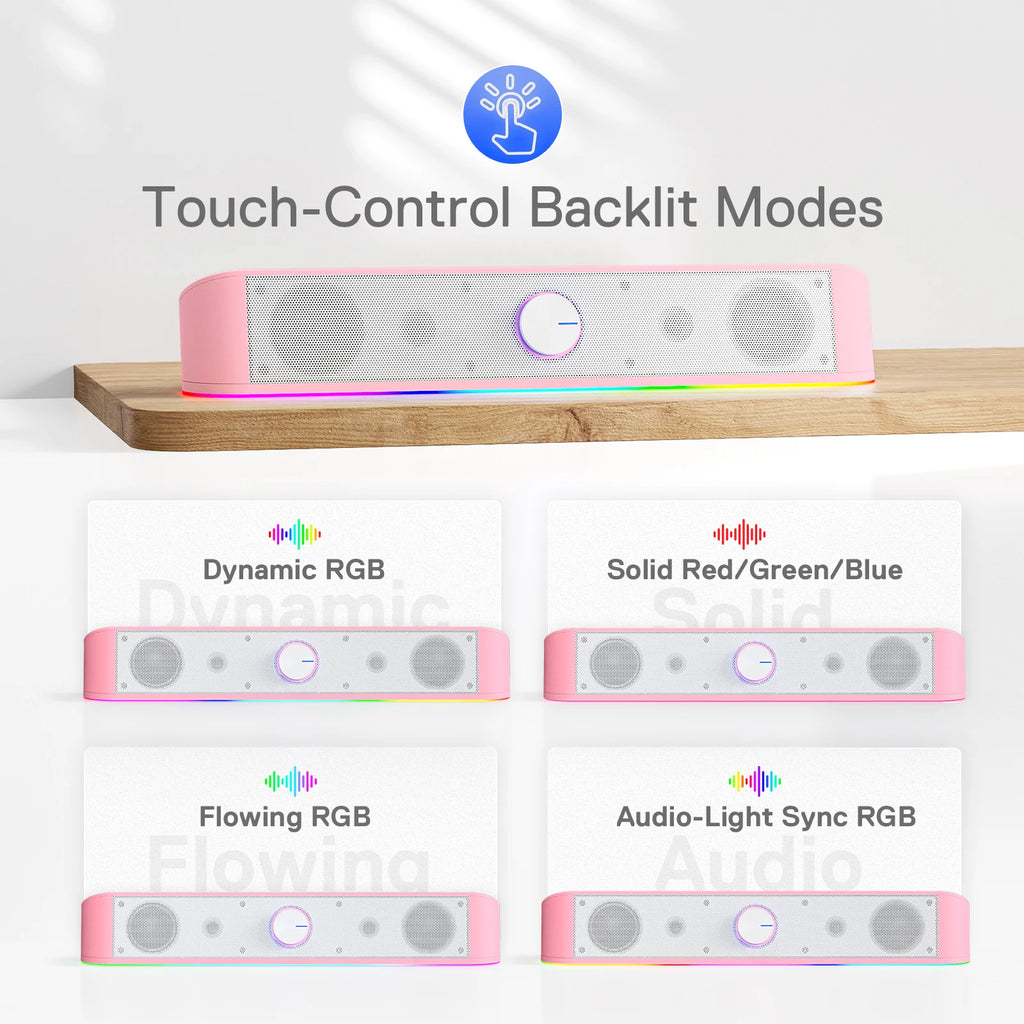 Desktop Soundbar/Computer Speaker with Dynamic RGB Audio