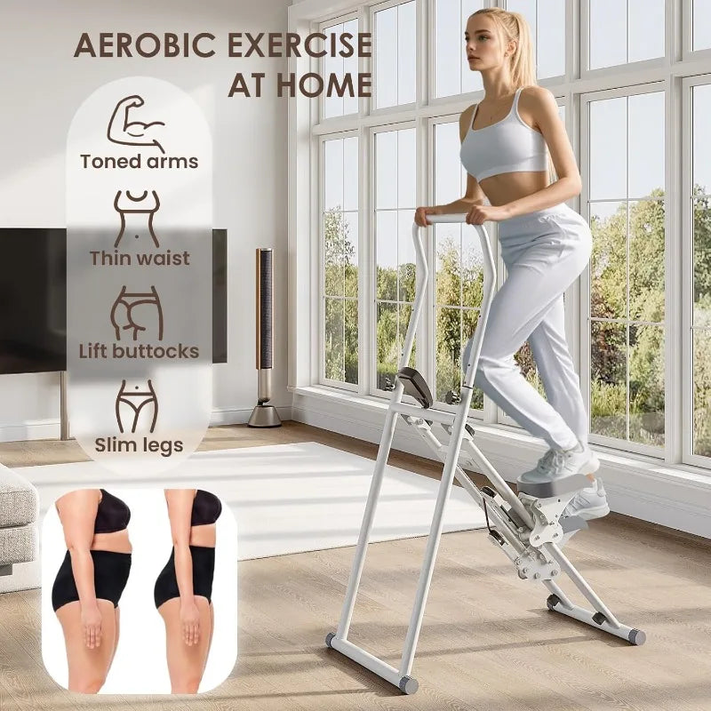Compact Folding Stair Master: Full-Body Cardio Workout with Adjustable Handlebars and Pedals