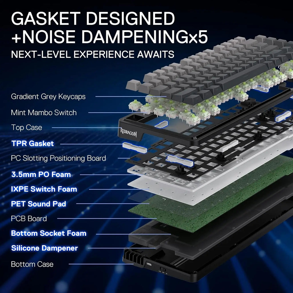 Wireless Gaming Keyboard with Mechanical Hot-Swap Socket Keys