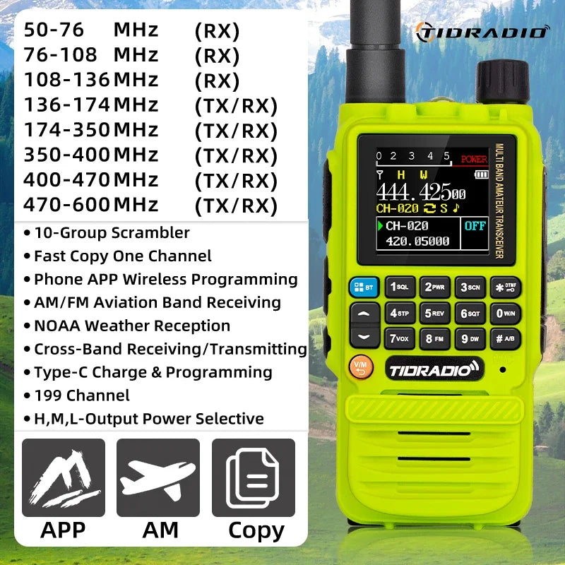 Long-Range Walkie Talkie for HAM & Air Bands with Easy App Programming